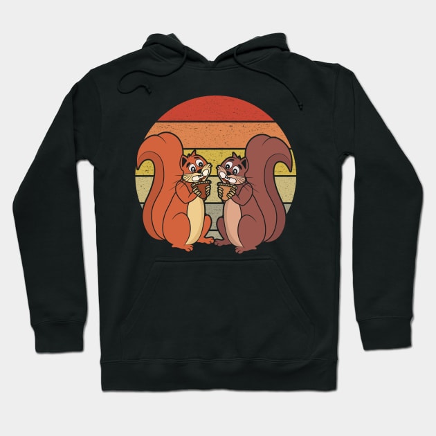 Squirrel Retro Vintage Hoodie by Tesszero